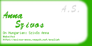 anna szivos business card